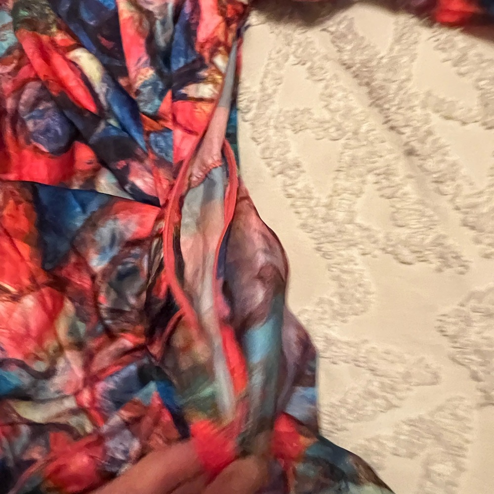 Luxxel Red and Blue Wrap Dress - Picture 5 of 6